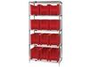 CHROME WIRE SHELVING UNITS WITH GIANT HOPPER BINS