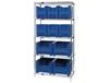 CHROME WIRE SHELVING UNITS WITH GIANT HOPPER BINS