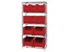 CHROME WIRE SHELVING UNITS WITH GIANT HOPPER BINS