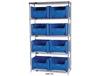 CHROME WIRE SHELVING UNITS WITH GIANT HOPPER BINS