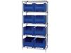 CHROME WIRE SHELVING UNITS WITH GIANT HOPPER BINS