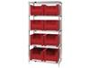 CHROME WIRE SHELVING UNITS WITH GIANT HOPPER BINS