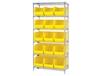 CHROME WIRE SHELVING UNITS WITH ULTRA BINS