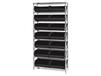CHROME WIRE SHELVING UNITS WITH ULTRA BINS