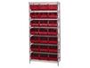 CHROME WIRE SHELVING UNITS WITH ULTRA BINS