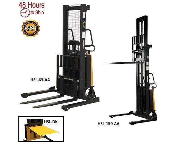 DOUBLE MAST STACKER WITH POWER LIFT