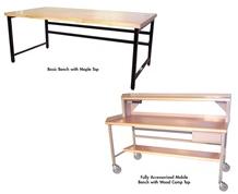 HEAVY-DUTY TUBULAR FRAMEWORK DOUBLE STRINGER WORK BENCHES